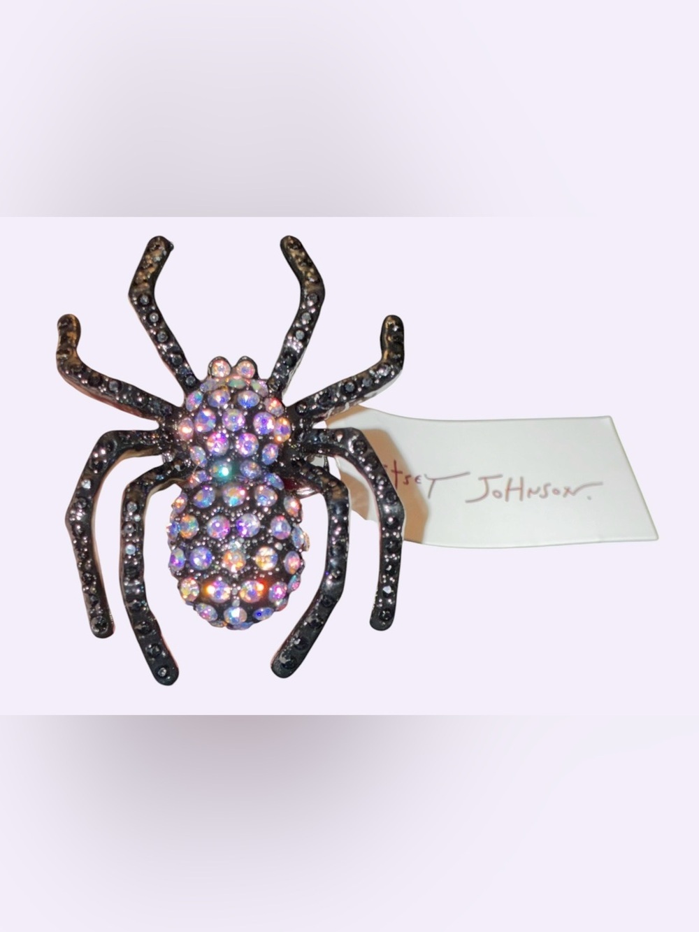BETSEY JOHNSON 2026 Halloween Crystal-Studded Gothic Spider Stretch Ring NEW NWT